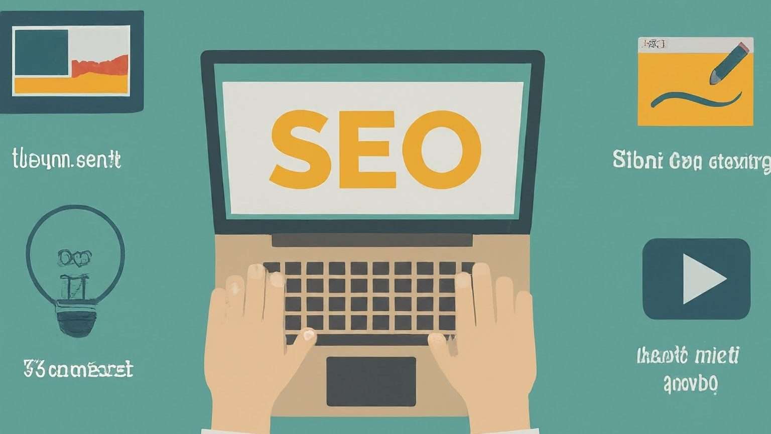 blogger's laptop showing SEO tips on screen